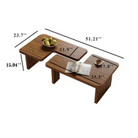 Table basse Kainice, style rétro moderne du milieu du siècle, forme ajustable, panneau en bois, combinaison de 2 pièces pour salon
