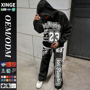 Conjunto Deportivo de 2 Piezas para Hombre, Sudadera con Capucha y Pantalones Deportivos, Estilo Vintage Urbano, con Logotipo Personalizado Impreso, Venta al Por Mayor de Fábrica OEM - Product Image 1