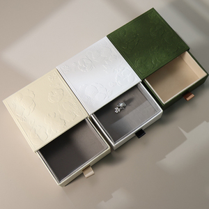 3D Embossed Pattern Slide <b>Drawer</b> Jewelry <b>Box</b>, Custom Size & Color Luxury Jewelry Gift <b>Storage</b> <b>Box</b> - Product Image 1