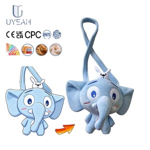 Uyeah OEM/ODM Custom Cute Elephant Plush <strong>Bag</strong> PP Cotton Filled <strong>Washed</strong> Mesh Backpack Key Holder Add Logo Custom Plush Toy <strong>Bag</strong> - Product Image 1