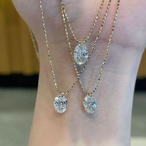Collier solitaire tendance en or massif 18 carats Xinfly, diamant ovale de 1,0 ct cultivé en laboratoire IGI, chaîne à maillons pour mariage, fiançailles, cadeau - Product Image 1