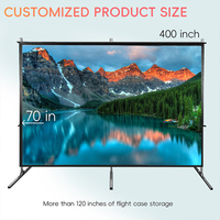 Écran de projection portable pliable de grande taille pour extérieur, format 16:9, personnalisable, avec support