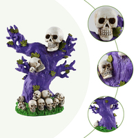Figurine en résine de fantôme violet d'Halloween en gros, statue de squelette, ornement de bureau, décoration de table pour fête à domicile, cadeau de vacances