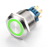 Interrupteur à bouton-poussoir 25 mm 10A en acier inoxydable/aluminium, tête 1NO1NC, étanche IP65, pour machines lourdes et appareils électroménagers