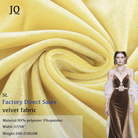 Tissu en velours extensible brillant en gros, Spandex/Polyester 240GSM pour robes, costumes, tapisserie et décoration intérieure