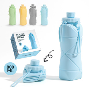 Outdoor Sports Creative Portable Food Grade Silicone Folding <b>Water</b> <b>Bottle</b> High Temperature Resistant 800ml <b>Large</b> Capacity Modern - Product Image 1