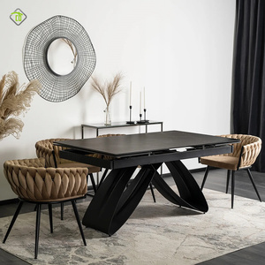 Nhà Sản Xuất Chuyên Nghiệp 8 Kích Thước <span class=keywords><strong>2</strong></span> Mét 3 Mét Dài Nhà Hàng Phù Hợp Với Hình Chữ Nhật Đá Rock Top Kim Loại Cơ Sở Bàn Ăn - Product Image 2