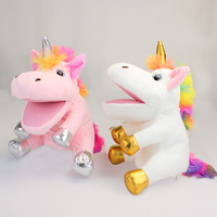 Bouche mobile ouverte en peluche licorne marionnette à main doigts jeu de rôle imaginatif jouet interactif théâtre marionnettes à doigt licorne