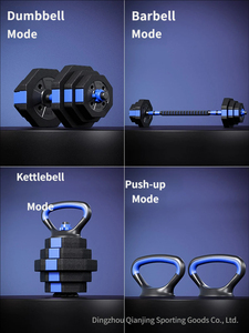 Ensemble d'<span class=keywords><strong>haltères</strong></span>, barres et kettlebells en métal réglables 4 en 1 avec support de rangement portable, <span class=keywords><strong>kit</strong></span> combiné de musculation multifonction pour la maison - Product Image 5