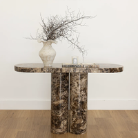 Meubles KUMUSI Table console haute moderne en marbre brun Dark_Emperado Pierre naturelle pour salon