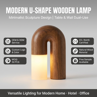Lampe de lecture YH, abat-jour de chevet, éclairage de bureau, lampe de table en bois LED multicolore, moderne, minimaliste, en forme de U, lampe murale en bois