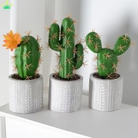 Cactus artificiel en pot, petite plante en plastique, pot en ciment, ornement de table pour anniversaire, maison, bureau, café, décoration