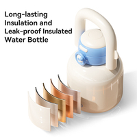 Bouteille d'eau isotherme portable grande capacité 1000 ml en acier inoxydable 316 avec paille, pour voyage et extérieur