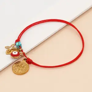 Thời Trang Bohemian Mùa Hè Handmade Tình Bạn Chuỗi Mắt Ác Mặt Dây Chuyền Vòng Đeo Tay Phụ Nữ Pulsera Đồ Trang Sức Mạ Vàng Vòng Đeo Tay Quyến Rũ