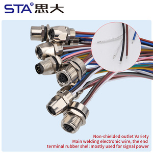 Connecteur droit en métal M8 à 3, 4, 5, 6, 8 broches, étanche, à montage sur panneau, avec câble électrique de 30 cm - Product Image 3