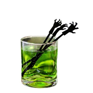 Agitadores de cócteles de Halloween con diseño de miel y dulzura, decoraciones de madera de 15 cm para fiestas, adornos para bebidas de bar - Product Image 5
