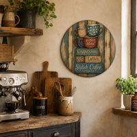 Plaque Métallique Vintage Rustique pour Tasses à Café Cappuccino Latte, Décoration Murale pour Cuisine de Ferme, Café, Bar à Café