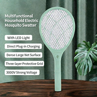 Raquette anti-moustiques électrique rechargeable avec lumière LED, grande maille à 3 couches, haute tension, pour la maison et l'extérieur, vente en gros en usine