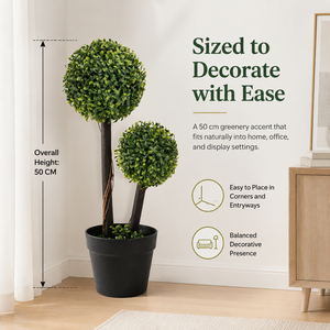 Arbre topiaire artificiel irrégulier en buis à double boule, deux troncs en bois naturel, <span class=keywords><strong>feuillage</strong></span> vert bicolore, mini-<span class=keywords><strong>arbuste</strong></span> en pot - Product Image 6