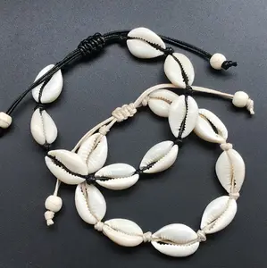 Heißer Verkauf Handgemachte Frauen Zubehör Perlen Strang Natürlichen Muschel Bh Hand Stricken Schalen Armbänder Freundschaft Armband