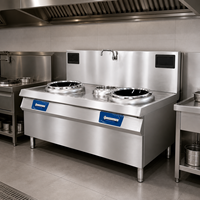 Cuisinière à induction commerciale en acier inoxydable 30KW, double wok, pour restaurant chinois, cuisson par sauté
