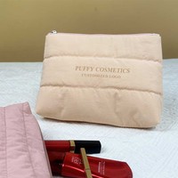 Fluffy Girl Cosmetic Organizer Bag Cotton Rembourré Soft Beauty Zipper Pouch Waterproof Puffy Plush Makeup Bag Custom Logo