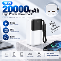 Station d'alimentation portable en gros haute capacité avec câble intégré, charge rapide PD 65W, écran LCD numérique, batterie externe OEM ODM