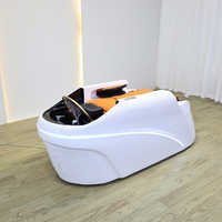 Fauteuil de massage multifonctionnel moderne pour salon de coiffure avec lumière LED, lavabo en céramique et éponge haute densité pour salon et barbier