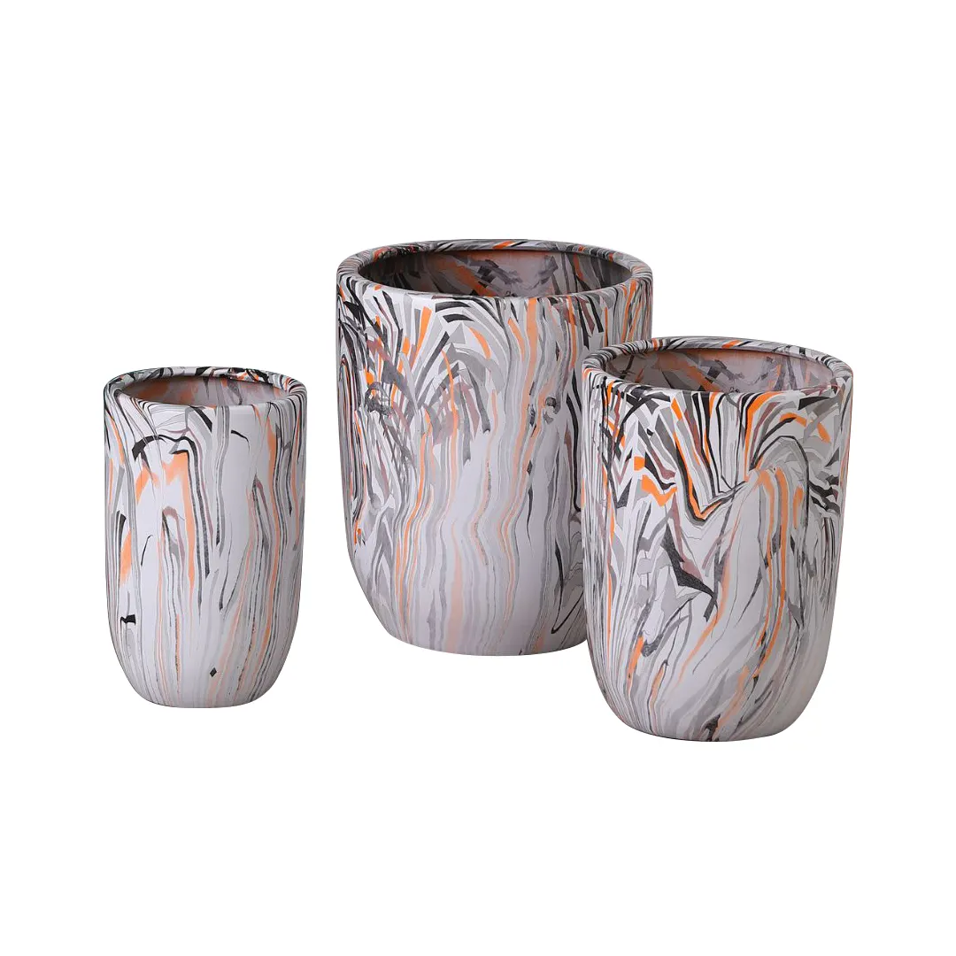 3 Estilo europeu decoração home peças ao ar livre cerâmica vasos de flores jardim mármore zebra impressão cerâmica vaso de flores