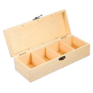 Caja de Almacenamiento de Madera Maciza, Rectangular, con Tapa Abatible, Compartimentada, Organizador de Oficina, para Montar en Escritorio, Caja de Regalo - Product Image 3