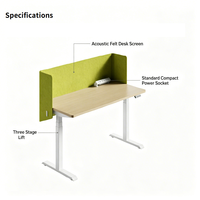 Bureau électrique réglable en hauteur sur trois niveaux, avec cloison acoustique en feutre, disponible en plusieurs couleurs, idéal pour les bureaux