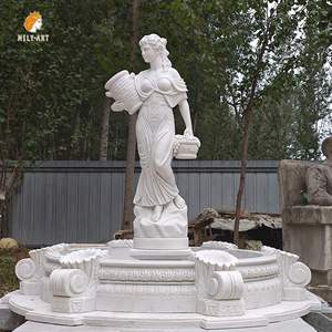 Estatua de Dama de Mármol Blanco Sosteniendo un Florero con Agua para Decoración de Jardín Exterior MLJWMF-03131 - Product Image 3