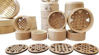 Paniers à vapeur en bambou chinois ronds faits à la main de nouveau design avec des signes d'étiquette gravés