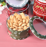 Boîtes rondes en fer blanc vintage pour gâteaux, emballage cadeau, 8 pouces, pour cookies de noël, boîte d'assiettes avec fenêtre