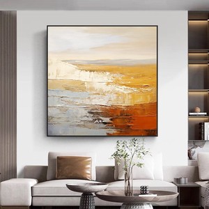 Abstract Oil Painting Hand Painted Modern Minimalist Square <b>Wall</b> Art For Living Room Sofa Background Metal <b>Frame</b> Decorative - Product Image 4