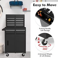 Coffre à outils métallique à 5 tiroirs, armoire roulante avec dessus amovible, roues verrouillables (avec clé), résistant aux bosses, doublure protectrice, pour garage et atelier