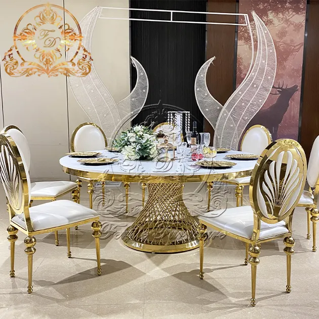 Mobilier événementiel Vente en gros Table à manger 8 places moderne de haute qualité en verre miroir transparent