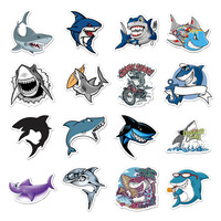 50 pièces de boîte de voyage de bande dessinée de la vie marine, planche à roulettes pour enfants, réfrigérateur, autocollants anti-graffiti requin