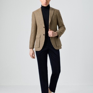 Costumes sur mesure, fabrication directe en usine, logo et broderie personnalisés, tissu en laine 100% pied-de-poule marron kaki, <span class=keywords><strong>costume</strong></span> de loisirs pour <span class=keywords><strong>homme</strong></span> - Product Image 3