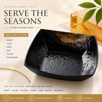 Bol de service en mélamine noire gaufrée effet écorce, durable et résistant, pour hôtels et buffets – Vente en gros directe usine OEM/ODM