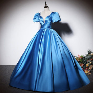 Blue Satin Ball Gown Sweetheart Neckline Empire Waistline Women Evening Dress For Art Exams Annual Meetings - Product Image 3