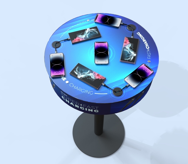2026 Y2 Power RIO PT-R007-Y2 High Quality Floor Mounted Wireless Charging Station Table for Public Locations Bars Use