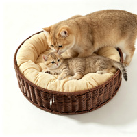 Lit pour animaux de compagnie double couche, hamac pour chat, lit chaud tissé pour chat, villa pour chat, cage pour chat, panier de rangement en rotin tissé pour chat et chien