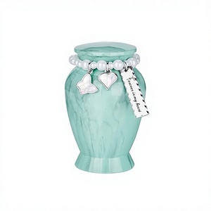 Urna de cremación colorida con dije de corazón plateado y etiqueta 'Para siempre en mi corazón', recuerdo conmemorativo para adultos, urna de cremación para cenizas humanas. - Product Image 2