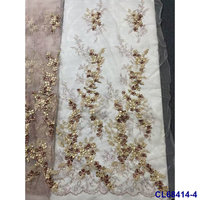 Tissu en dentelle de tulle à sequins 3D, maille brodée écologique en polyester/coton, nouvelle arrivée pour robes