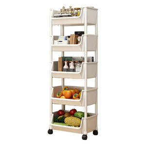 Movable Plastic Stainless Steel 5-Layer Multifunction Modern Bookshelf Toy Storage <b>Rack</b> Home Floor-standing Beverage Snack - Product Image 1
