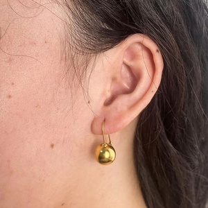 Custom Jewelry Trendy Bezel Setting 18K Gold Plated Hollow <b>Ball</b> Pendant Stud <b>Earrings</b> 316L Stainless Steel Wholesale - Product Image 2