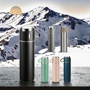Tasse isotherme promotionnelle en acier inoxydable, mug sous vide, impression par transfert thermique, forme incurvée, design moderne pliable, 3 couvercles - Product Image 3