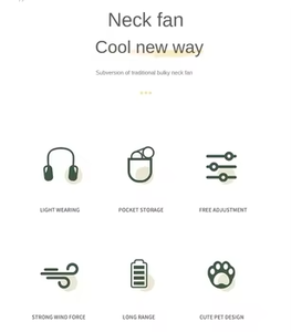 Cordless Low Noise <b>Neck</b> Fan Lightweight Air <b>Cooler</b> Usb Free Adjustment Airflow Wearable Neckband Fan for Cycling Camping Plastic - Product Image 2