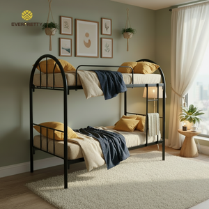 <span class=keywords><strong>Lit</strong></span> <span class=keywords><strong>superposé</strong></span> métallique moderne pour dortoir scolaire avec grille en fer et échelle pour étudiants, personnel, appartement, chambre, auberge - Product Image 1